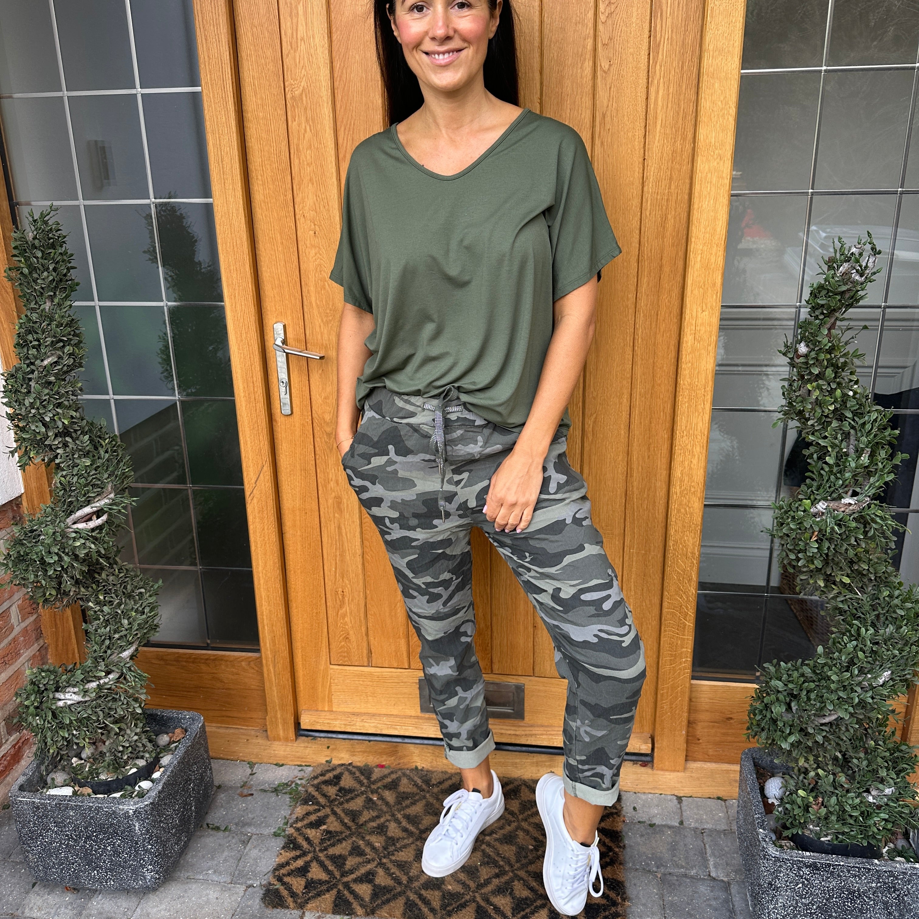 Carli Camo Trousers Blush Boutique Essex