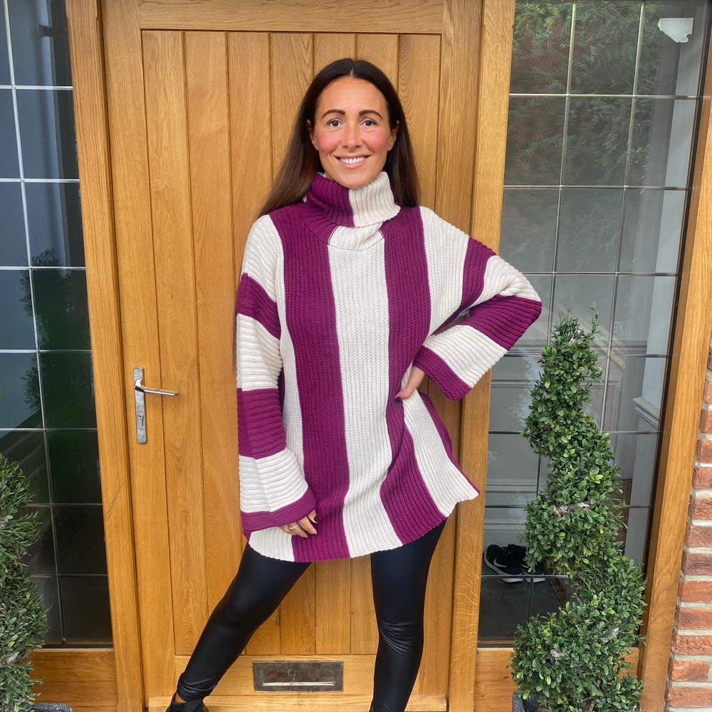 Paula Stripe Roll Neck - Blush Boutique Essex