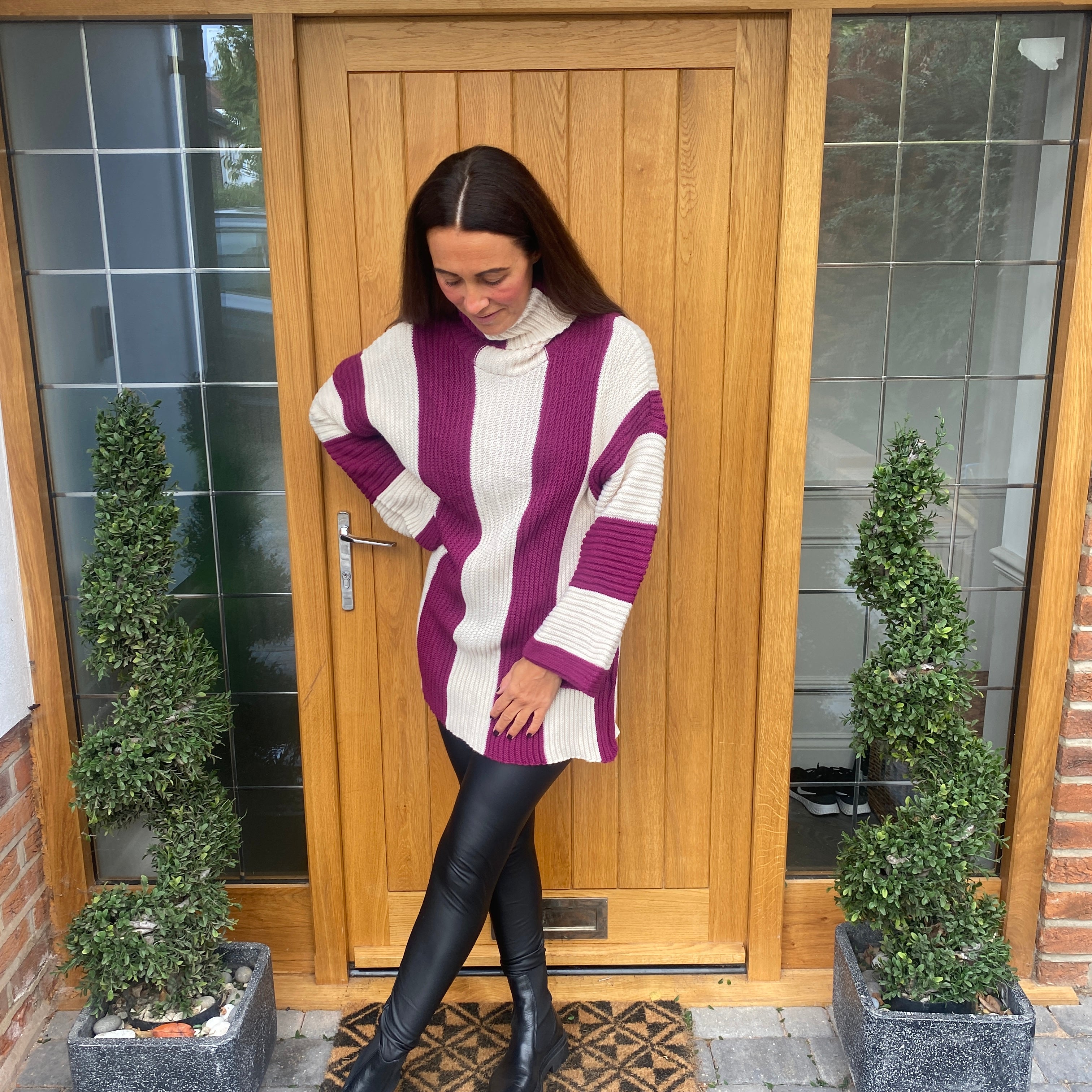 Paula Stripe Roll Neck - Blush Boutique Essex